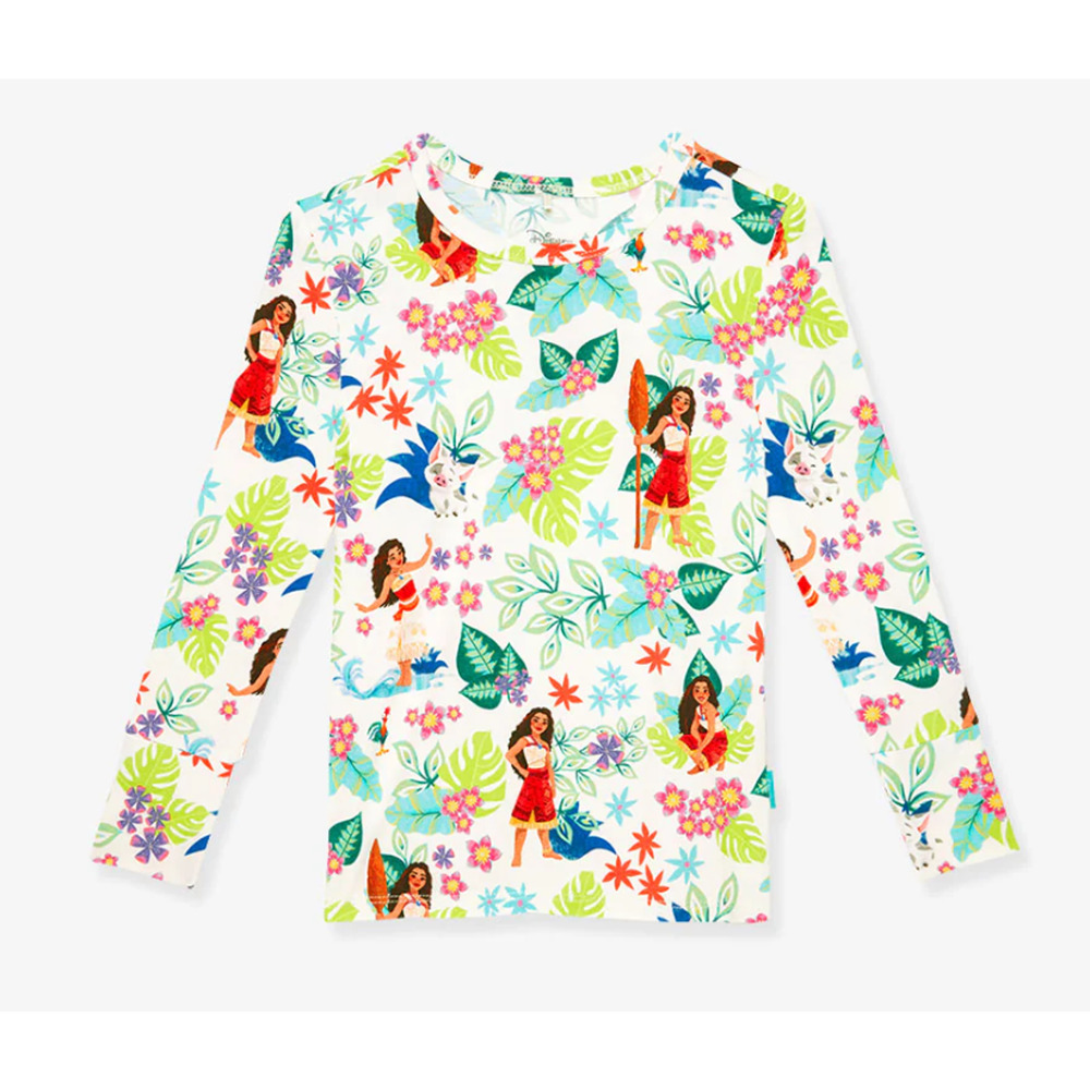 NWT Posh Peanut Disney Moana Bamboo Pajamas Girls Size 7-8 Years Pua Soft Floral - Picture 2 of 7